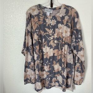 Gabriella T. Italy Linen Blend Floral Top/Sweater —1X